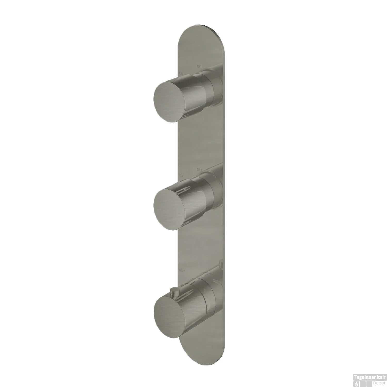 Douchethermostaat Hotbath Buddy Inbouw 2 Stopkranen Verticaal Geborsteld Nikkel OUTLET