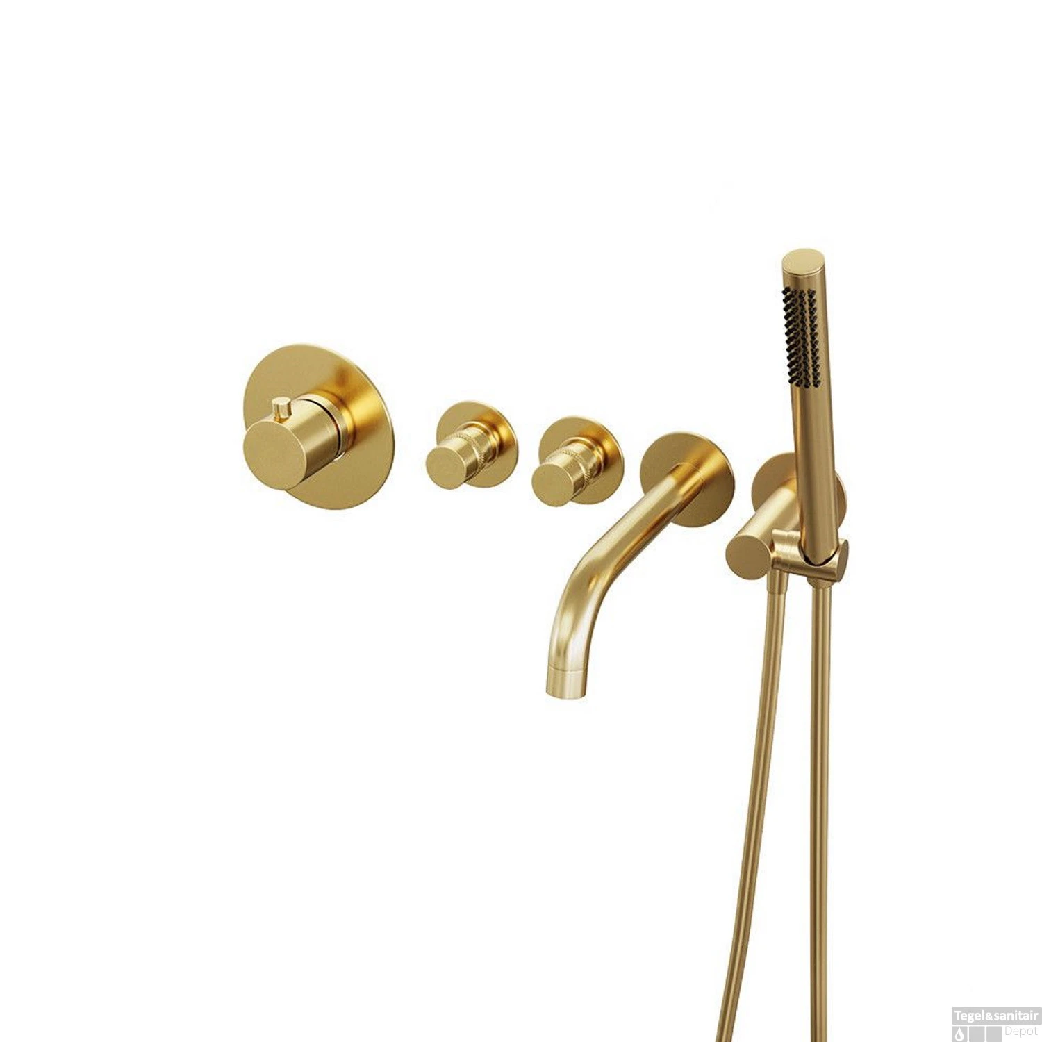 Badkraan Inbouw Set Brauer Gold Edition Thermostatisch Met Uitloop En Staaf Handdouche Geborsteld Goud 4 Badkraan Inbouw Set Brauer Gold Edition Thermostatisch Met Uitloop En Staaf Handdouche Geborsteld Goud - Afbeelding 2