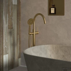 Badkraan Vrijstaand Brauer Gold Edition Met Handdouche 3-Standen Geborsteld Goud -Hansgrohe Badkamerinterieur Winkel badkraan vrijstaand brauer gold edition met handdouche 3 standen geborsteld goud shop 3