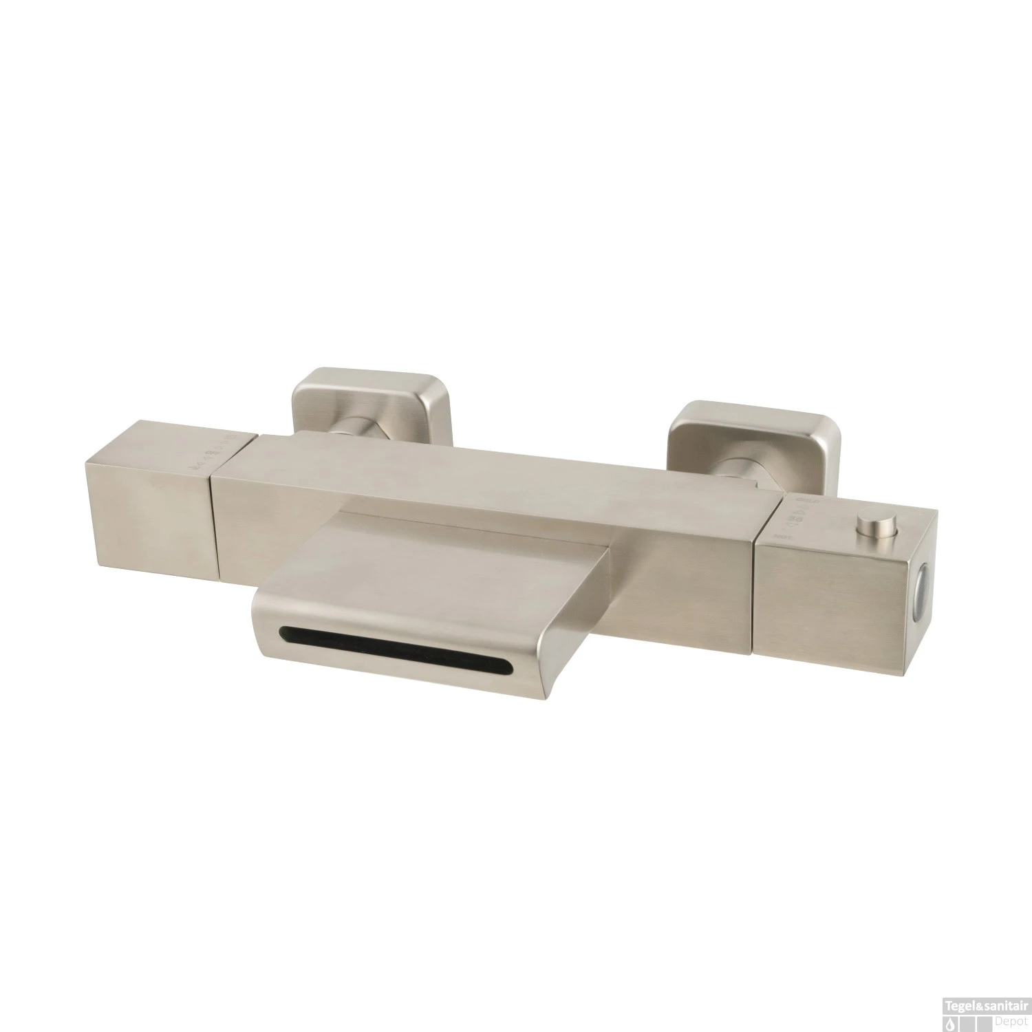 Badkraan Wiesbaden Rombo Waterval Thermostatisch Vierkant RVS 3 Badkraan Wiesbaden Rombo Waterval Thermostatisch Vierkant RVS