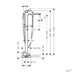Badmengkraan Metropol HansGrohe Eengreeps Vloergemonteerd Geborsteld Zwart Chroom -Hansgrohe Badkamerinterieur Winkel badmengkraan metropol hansgrohe eengreeps vloergemonteerd tech 2