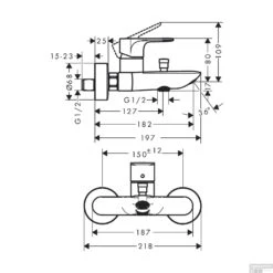 Badmengkraan Opbouw HansGrohe Rebris E Eengreeps Mat Zwart -Hansgrohe Badkamerinterieur Winkel badmengkraan opbouw hansgrohe rebris e eengreeps tech 1