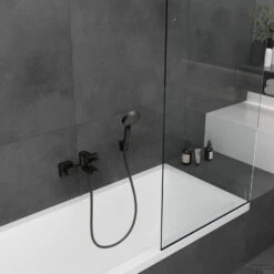 Badmengkraan Opbouw HansGrohe Vernis Shape Eengreeps Mat Zwart -Hansgrohe Badkamerinterieur Winkel badmengkraan opbouw hansgrohe vernis shape eengreeps mat zwart 2