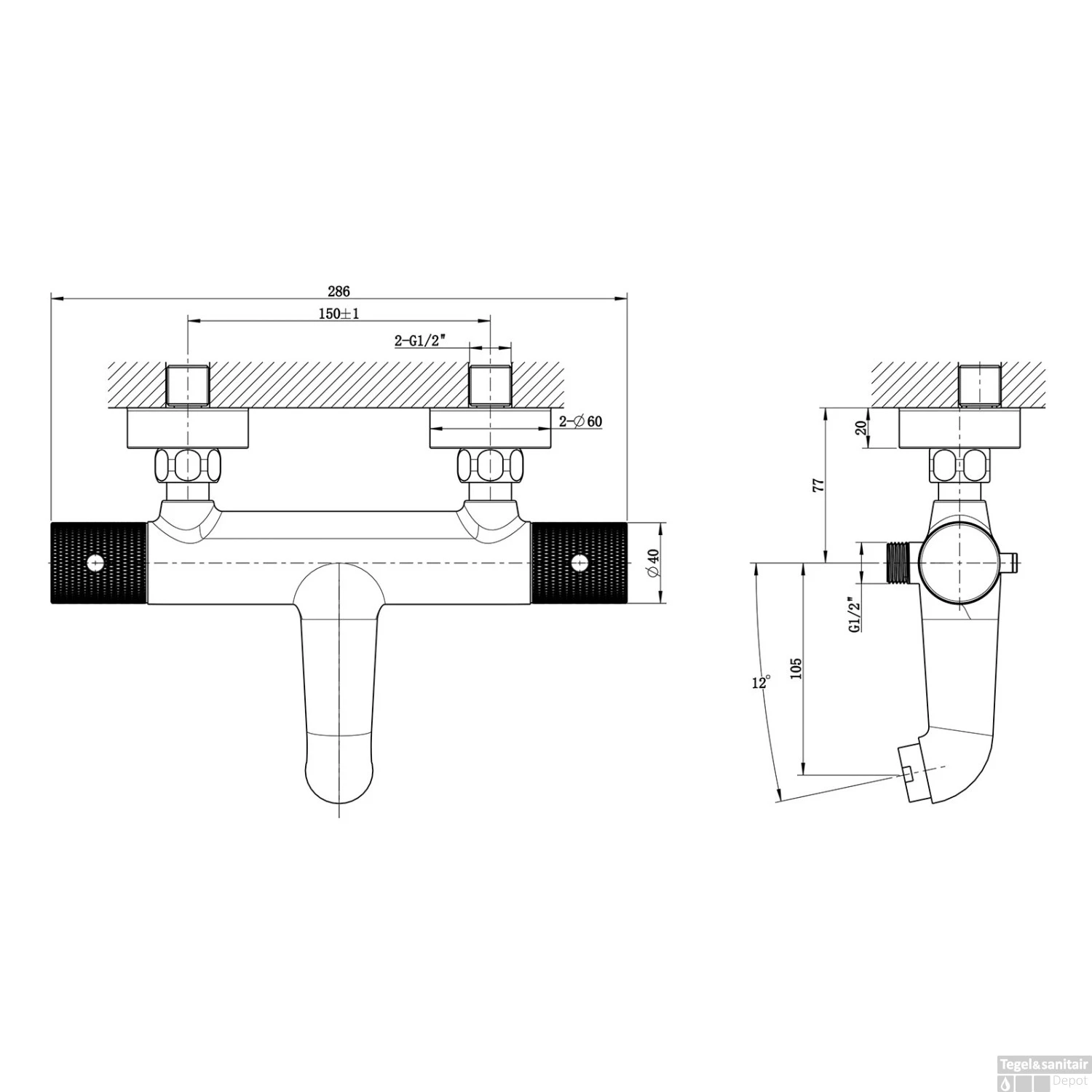 Badmengkraan Thermostatisch Boss & Wessing James Hartafstand 15 Cm Gunmetal 5 Badmengkraan Thermostatisch Boss & Wessing James Hartafstand 15 Cm Gunmetal - Afbeelding 3