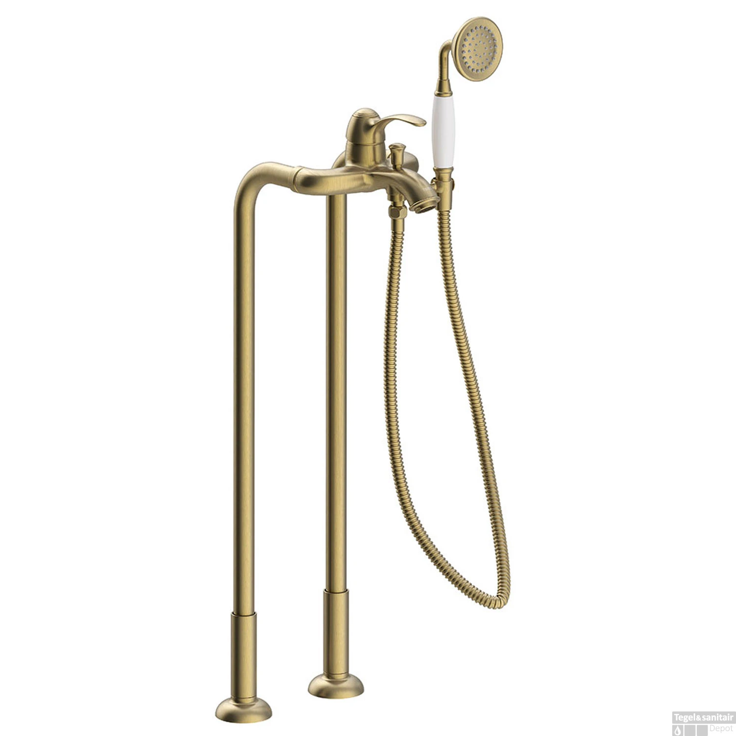 Badmengkraan Tres Clasic Vrijstaand 1 Hendel Incl Handdouche Verouderd Messing