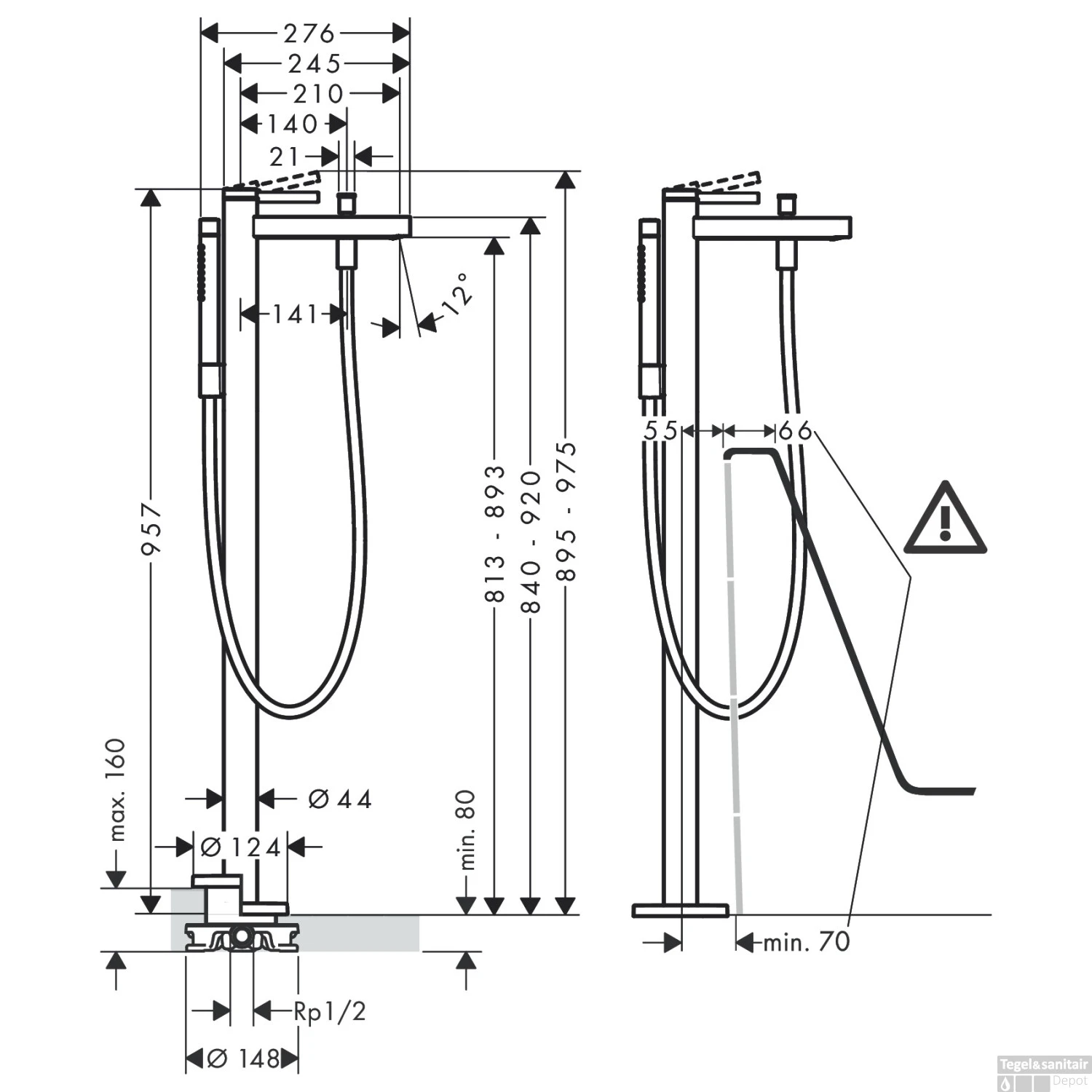 Badmengkraan Vrijstaand Finoris HansGrohe Eengreeps Opbouw Chroom 4 Badmengkraan Vrijstaand Finoris HansGrohe Eengreeps Opbouw Chroom - Afbeelding 2