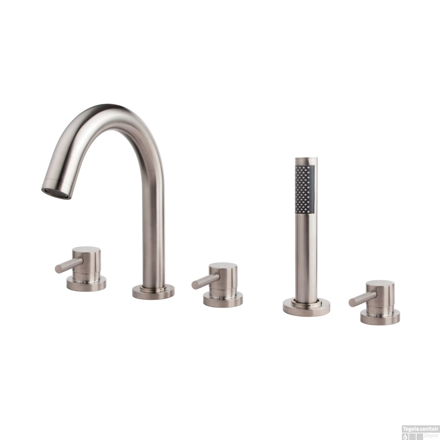 Badrand Combinatie Caral 5-gats Badrandkraan Compleet Geborsteld Staal (RVS Look)