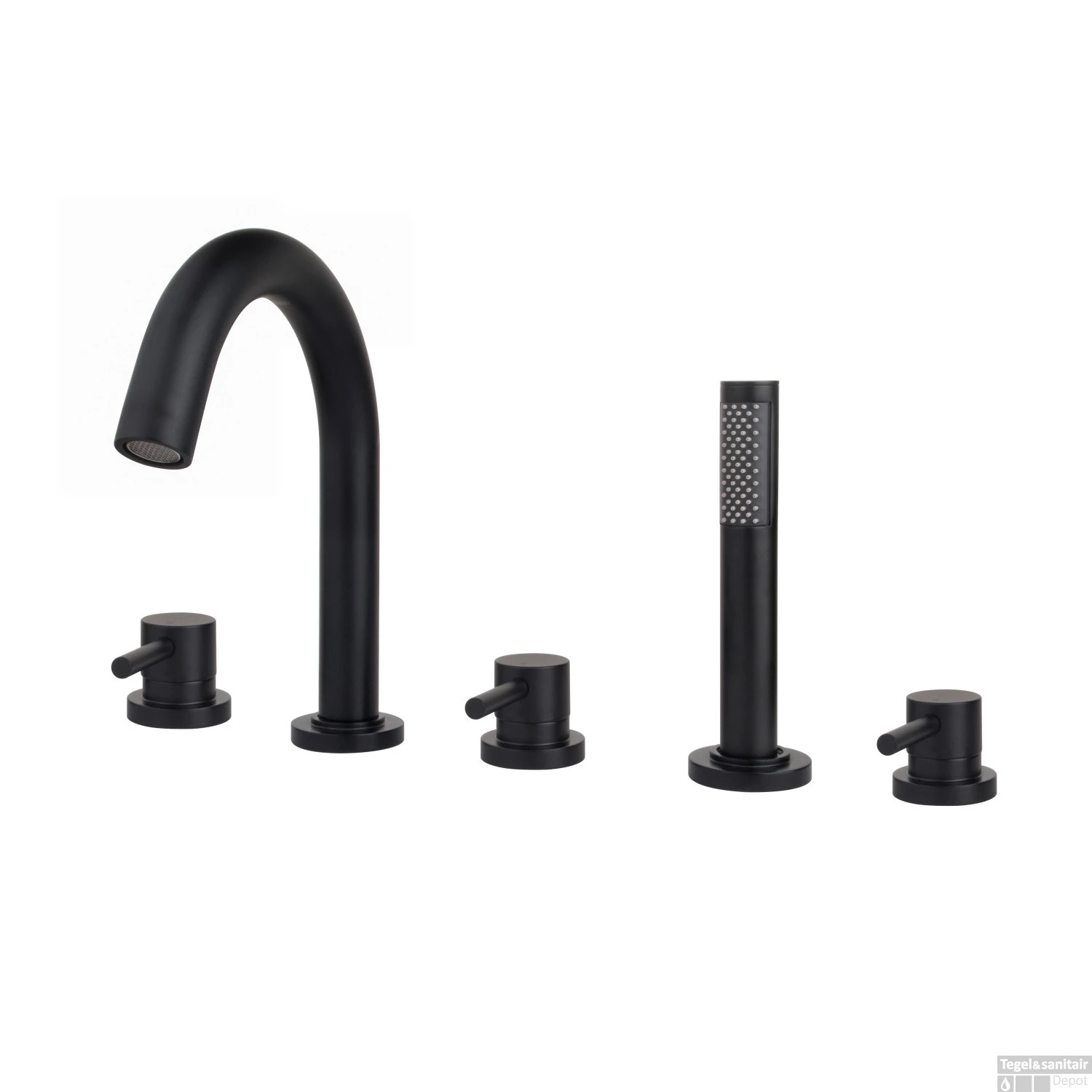 Badrand Combinatie Caral 5-gats Badrandkraan Compleet Mat Zwart 3 Badrand Combinatie Caral 5-gats Badrandkraan Compleet Mat Zwart