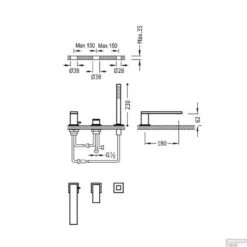 Badrand Mengkraan Tres Cuadro Met Handdouche 18x6.2 Cm Vierkant Mat Zwart -Hansgrohe Badkamerinterieur Winkel badrand mengkraan tres cuadro met handdouche 18x6.2 cm vierkant mat zwart 00616105nm 1