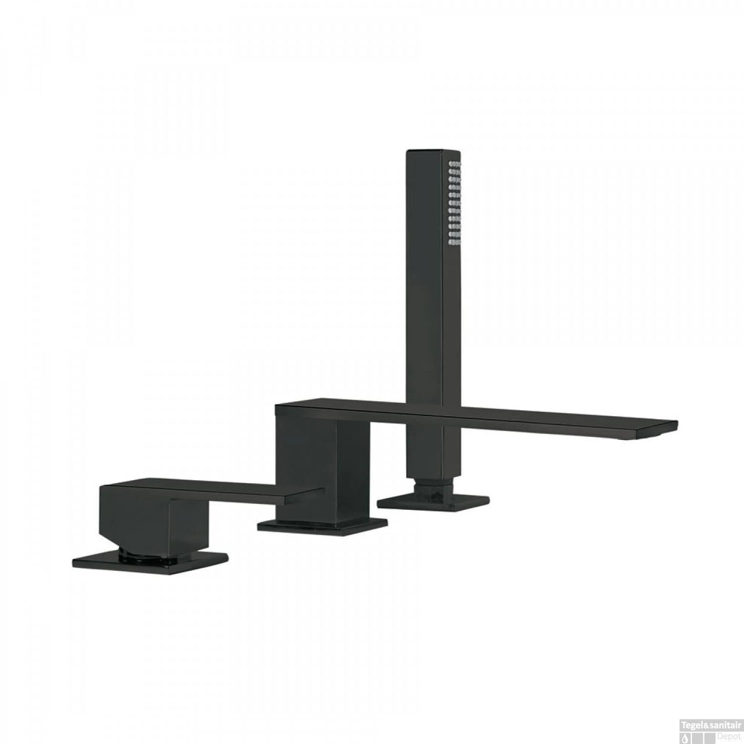 Badrand Mengkraan Tres Cuadro Met Handdouche 18x6.2 Cm Vierkant Mat Zwart