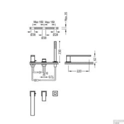 Badrand Mengkraan Tres Cuadro Met Handdouche 22x6.2 Cm Vierkant Mat Zwart -Hansgrohe Badkamerinterieur Winkel badrand mengkraan tres cuadro met handdouche 6.2 cm vierkant mat zwart 00616103nm 1