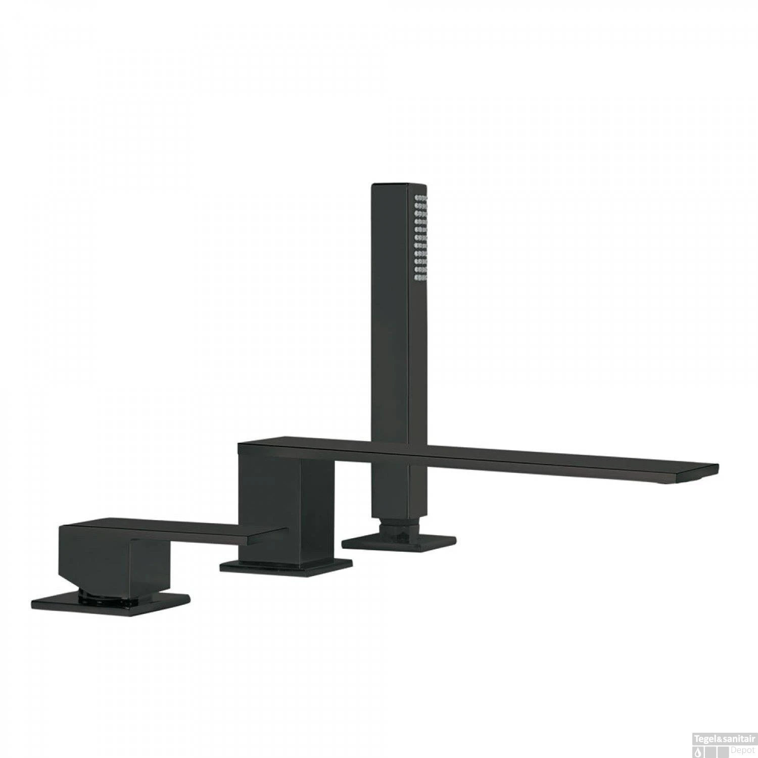 Badrand Mengkraan Tres Cuadro Met Handdouche 22x6.2 Cm Vierkant Mat Zwart