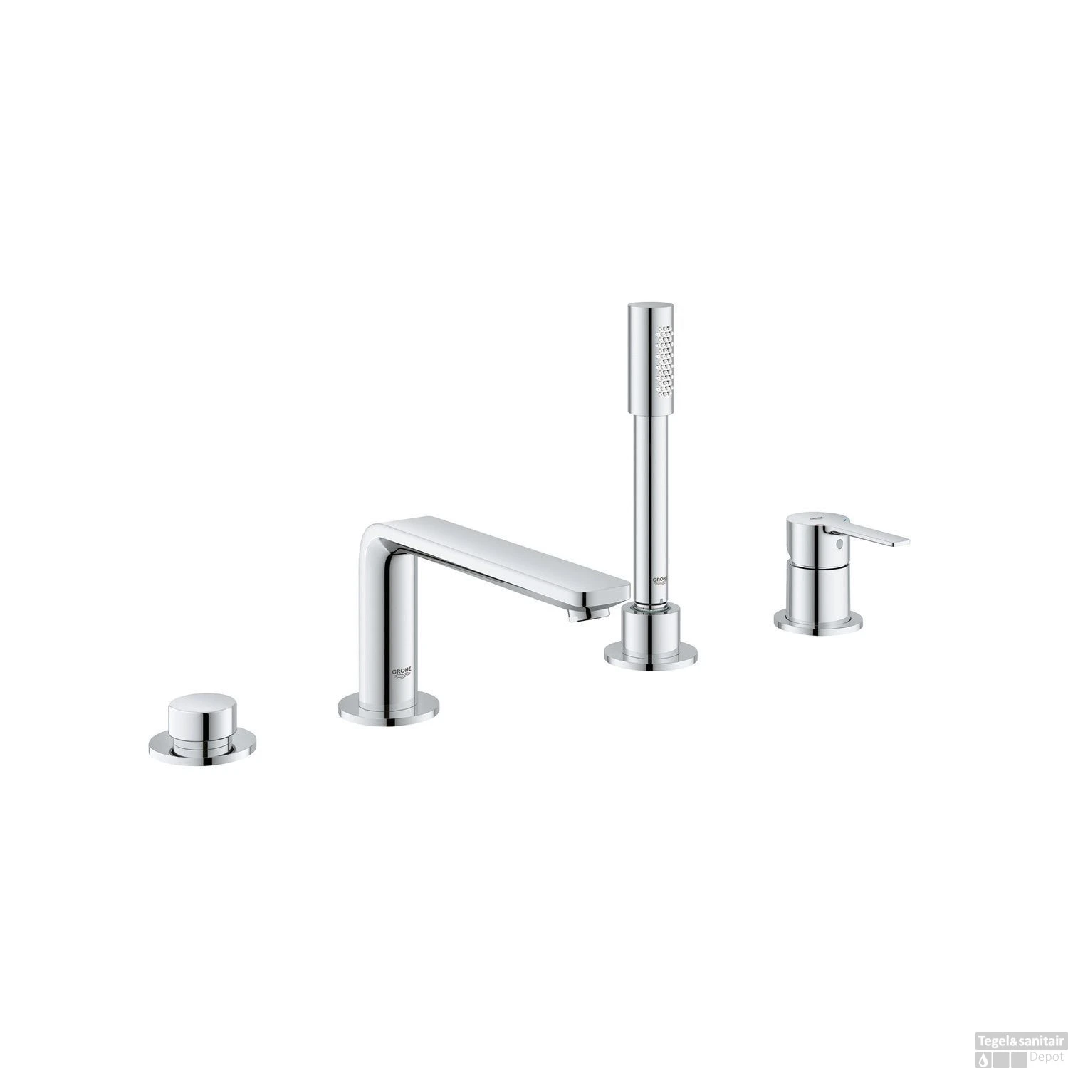 Badrandcombinatie Met Baduitloop Grohe Lineare New 4-gats Afbouwdeel Chroom