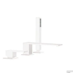 Badrandkraan Tres Cuadro Exclusive Met Handdoucheset Rechte Uitloop 18 Cm Mat Wit