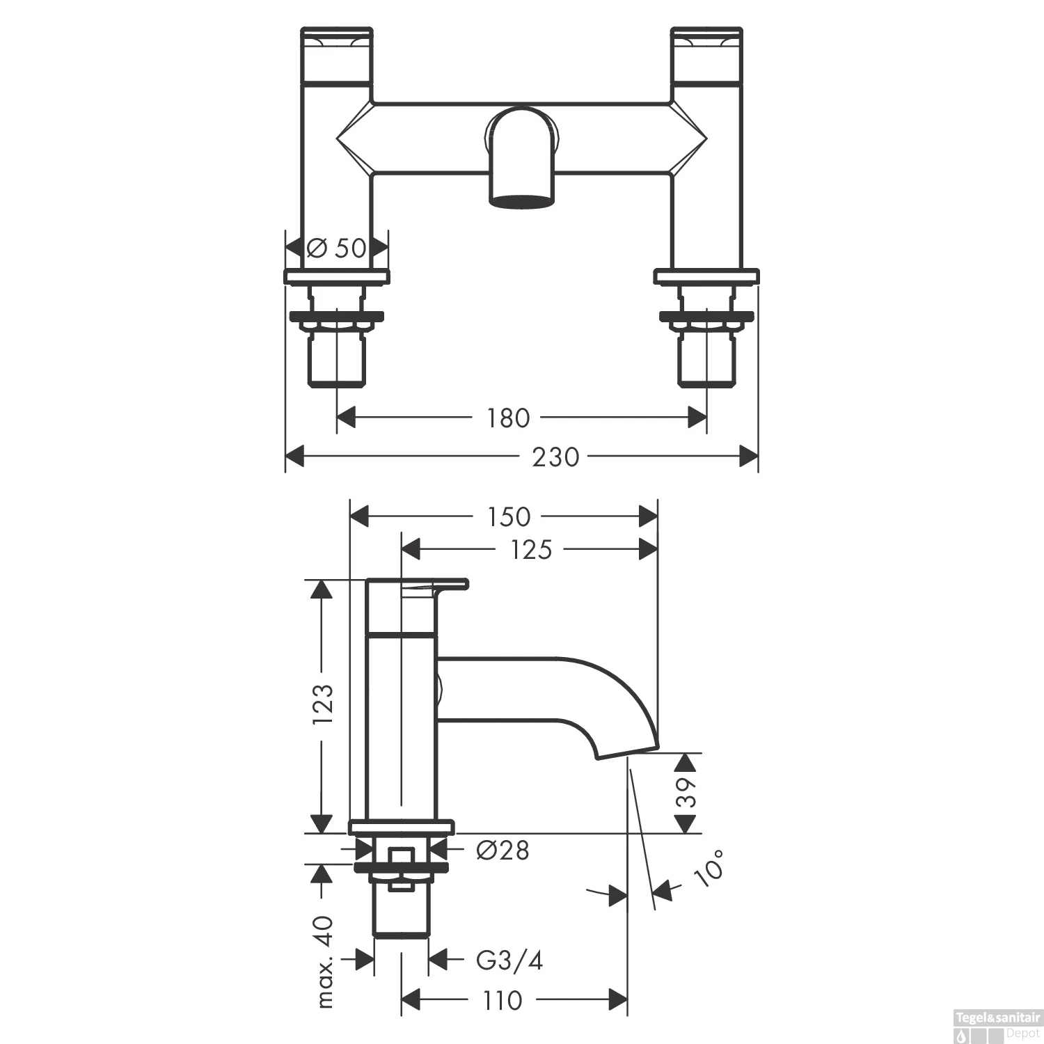 Badrandmengkraan HansGrohe Vernis Blend 2-gats Chroom 4 Badrandmengkraan HansGrohe Vernis Blend 2-gats Chroom - Afbeelding 2