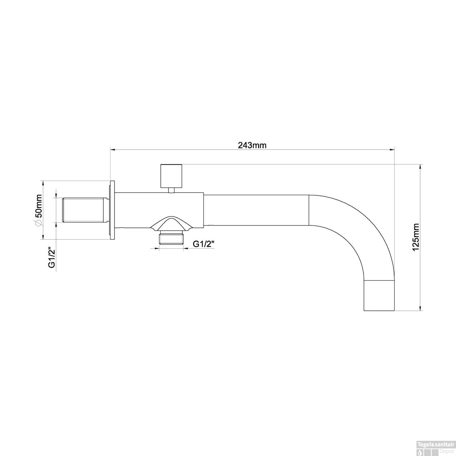 Baduitloop Boss & Wessing Inbouw Rond Met Omstel 24 Cm Mat Zwart - Afbeelding 2