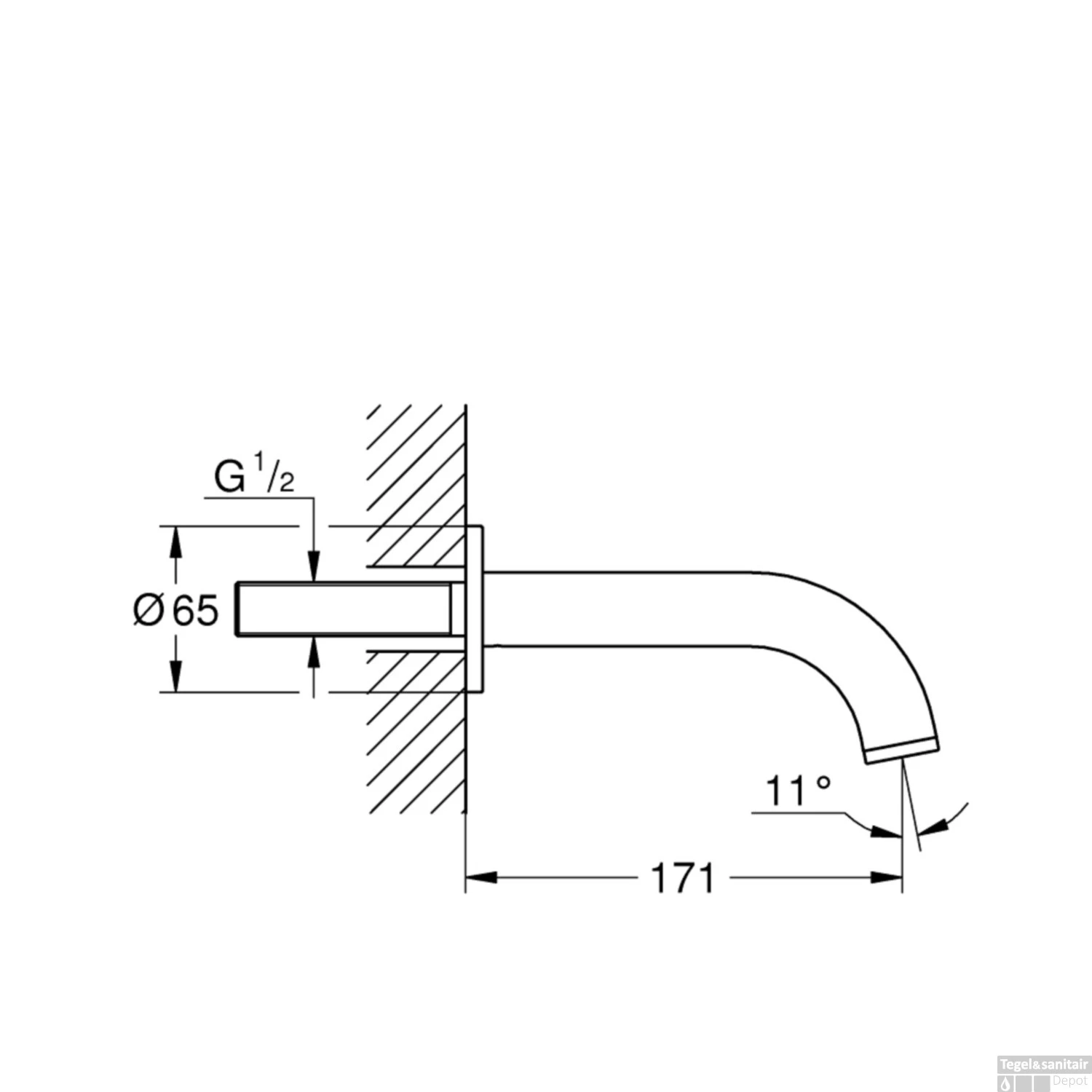 Baduitloop Grohe Atrio Hard Graphite Geborsteld 6 Baduitloop Grohe Atrio Hard Graphite Geborsteld - Afbeelding 4