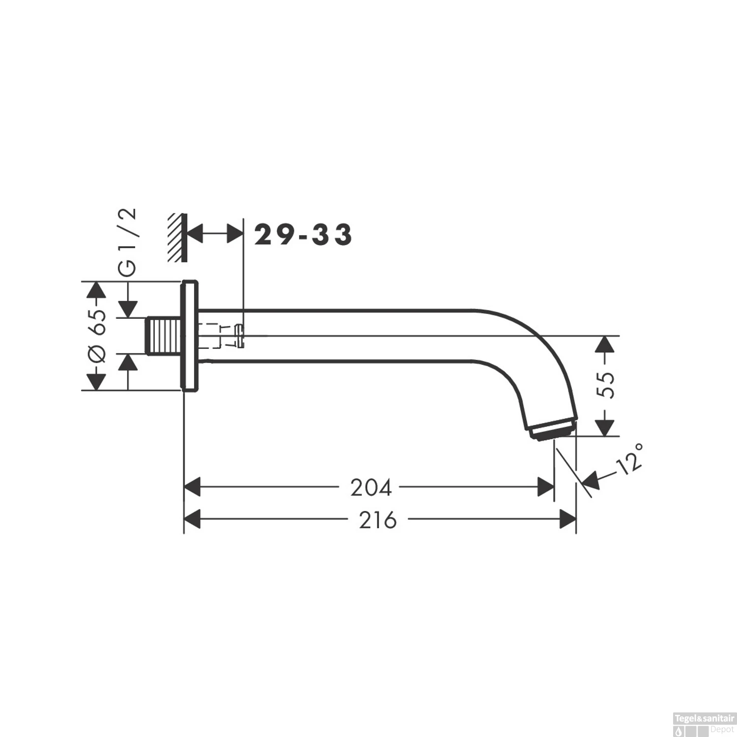 Baduitloop HansGrohe Vernis Blend Mat Zwart 5 Baduitloop HansGrohe Vernis Blend Mat Zwart - Afbeelding 3