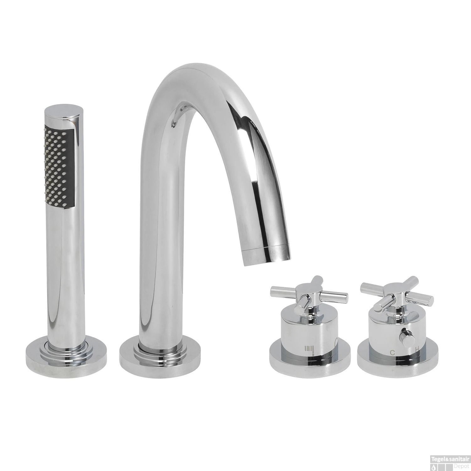 BWS 4 Gats Crux Afbouw Badrandthermostaat Chroom (Exclusief Inbouwdeel) 3 BWS 4 Gats Crux Afbouw Badrandthermostaat Chroom (Exclusief Inbouwdeel)