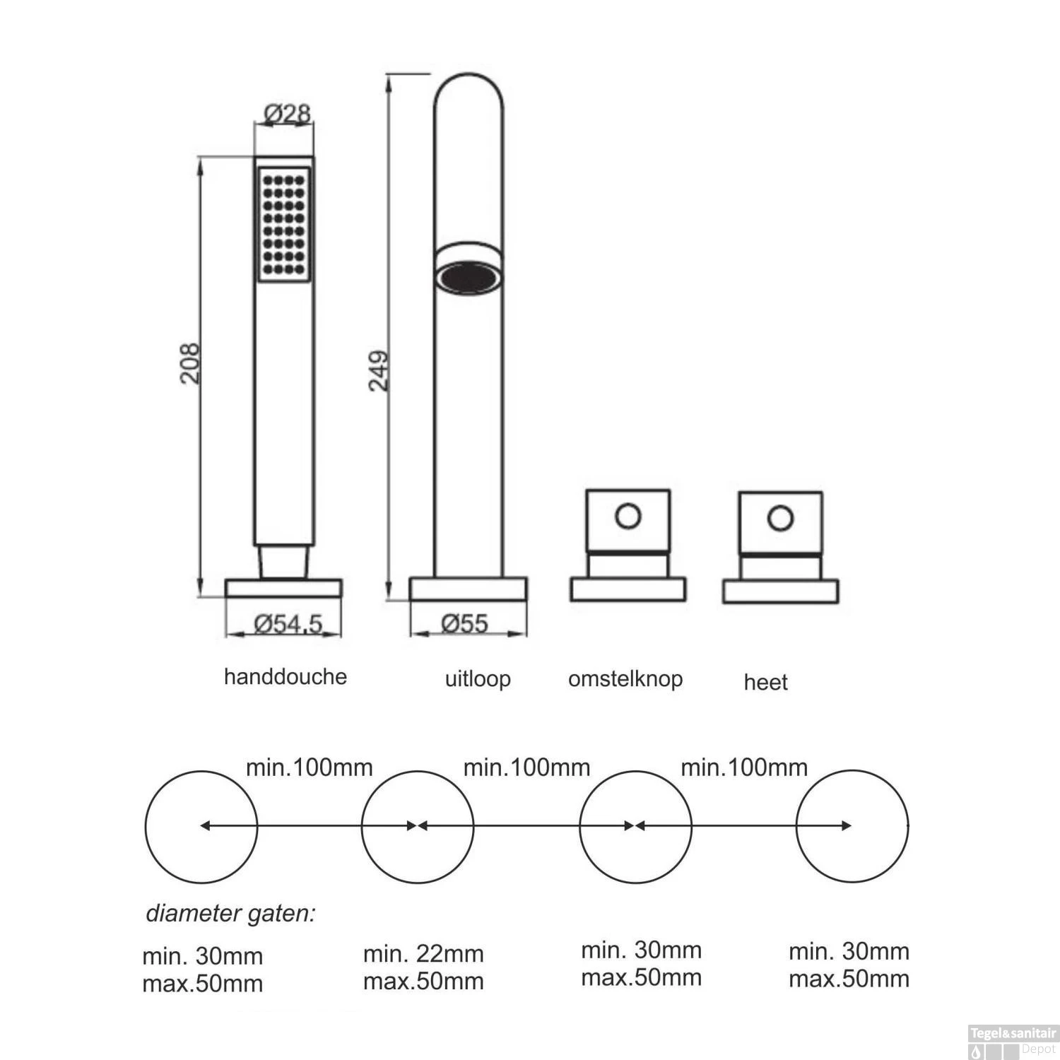 BWS 4 Gats Crux Afbouw Badrandthermostaat Chroom (Exclusief Inbouwdeel) 4 BWS 4 Gats Crux Afbouw Badrandthermostaat Chroom (Exclusief Inbouwdeel) - Afbeelding 2