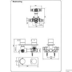 BWS Douchethermostaatkraan Inbouw 2-Wegs Vierkant Chroom -Hansgrohe Badkamerinterieur Winkel bws douchethermostaatkraan inbouw 2 wegs vierkant chroom detail1