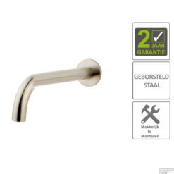 BWS Inbouwuitloop Rond 25cm 1/2" Geborsteld Staal