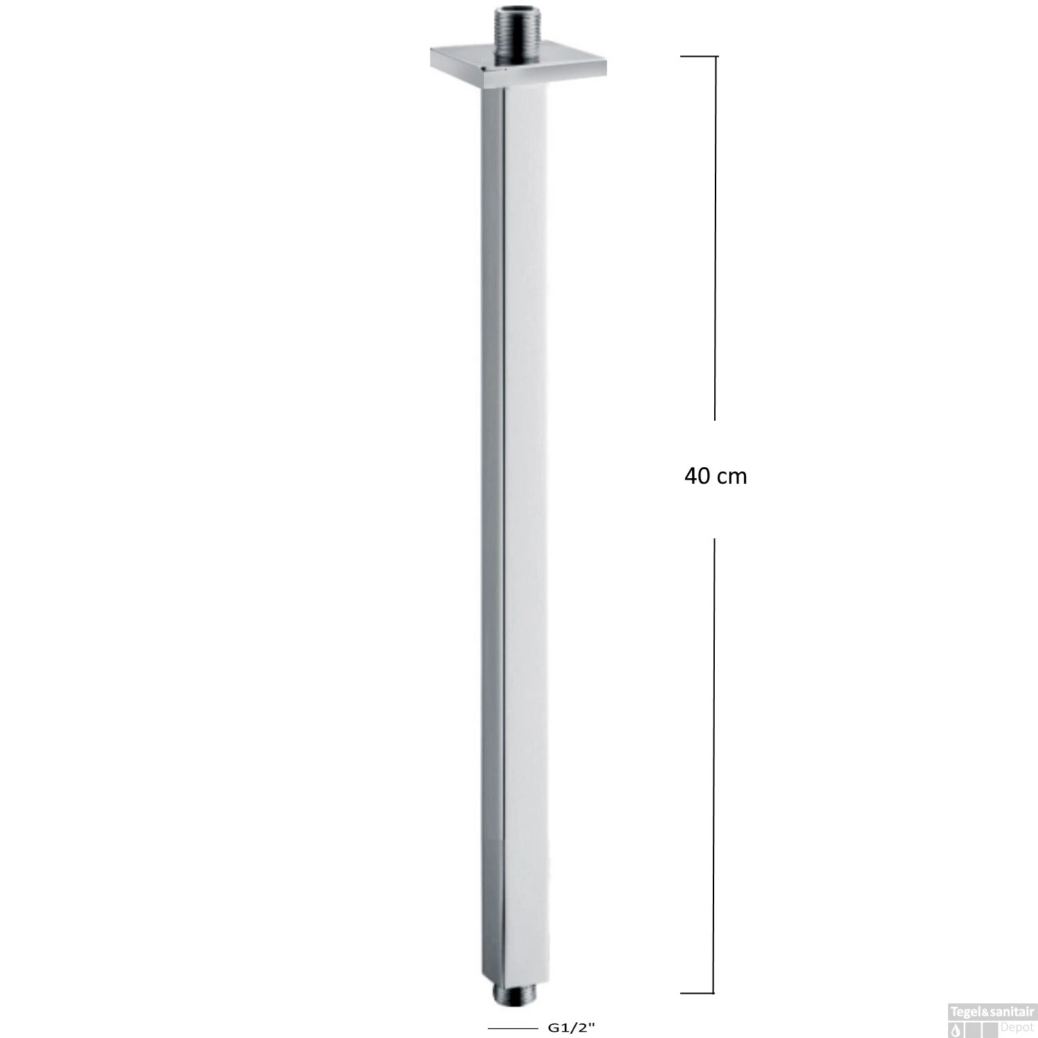 BWS Plafonduitloop Vierkant Luxe 40cm Chroom 4 BWS Plafonduitloop Vierkant Luxe 40cm Chroom - Afbeelding 2