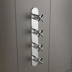 Douchethermostaat Hotbath Chap Inbouw 3 Stopkranen Verticaal Chroom