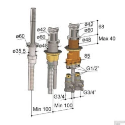 Thermostaatkraan Hotbath Chap Badrand 2-kruisgreep Zonder Uitloop Geborsteld Nikkel -Hansgrohe Badkamerinterieur Winkel c065gn thermostaatkraan hotbath chap badrand 2 kruisgreep zonder uitloop geborsteld nikkel tech 1