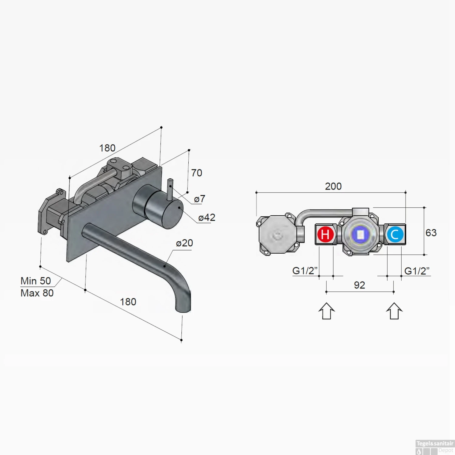 Inbouw Wastafelmengkraan Hotbath Cobber 3+3 Inbouwsysteem 1-hendel Gebogen 18 Cm Verouderd Messing - Afbeelding 4