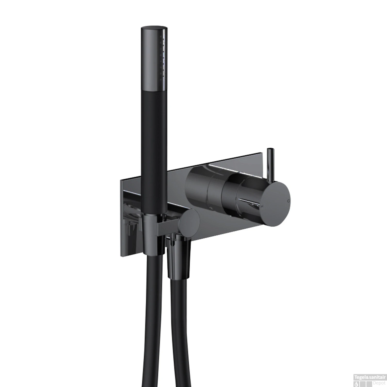 Inbouw Douchemengkraan Hotbath Cobber Incl. Doucheslang En Handdouche Zwart Chroom