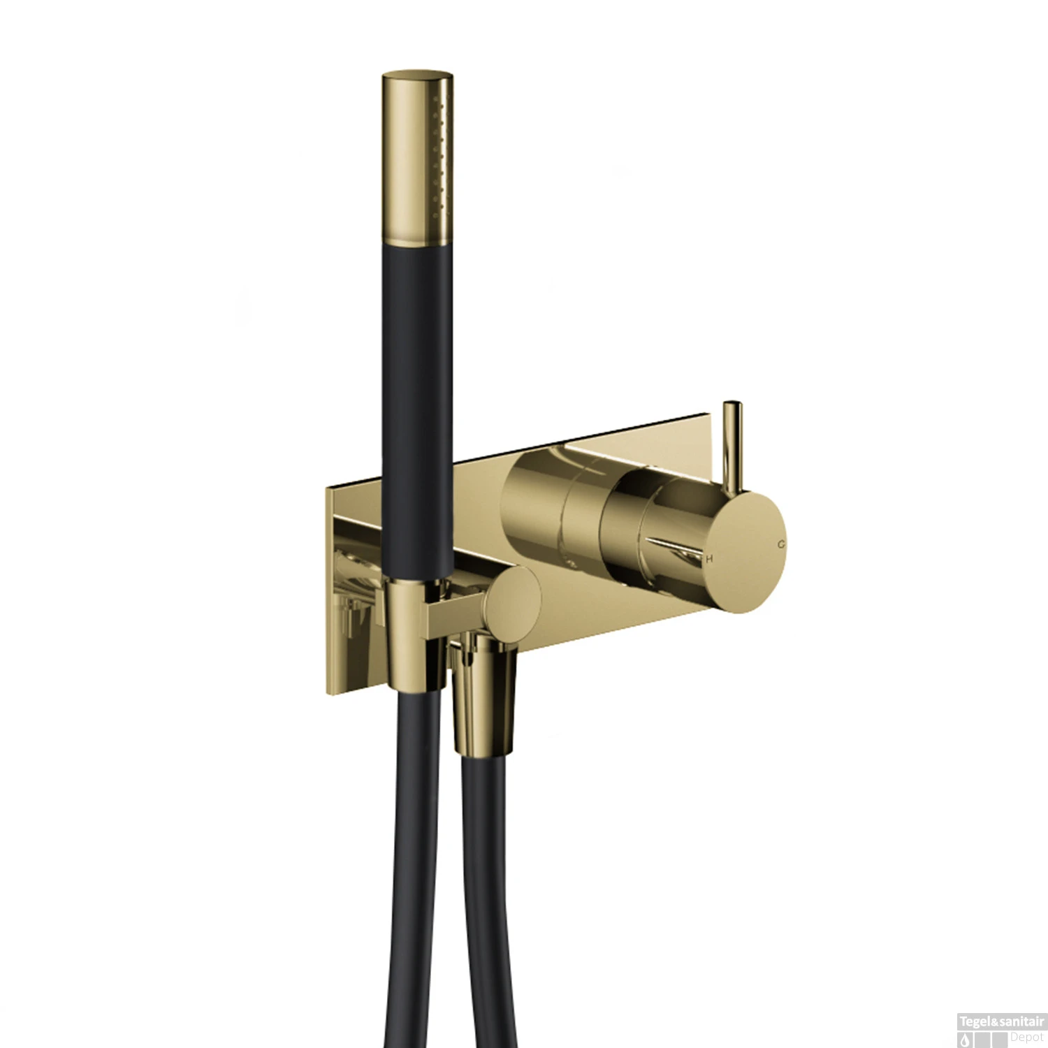 Inbouw Douchemengkraan Hotbath Cobber Incl. Doucheslang En Handdouche Gepolijst Messing PVD