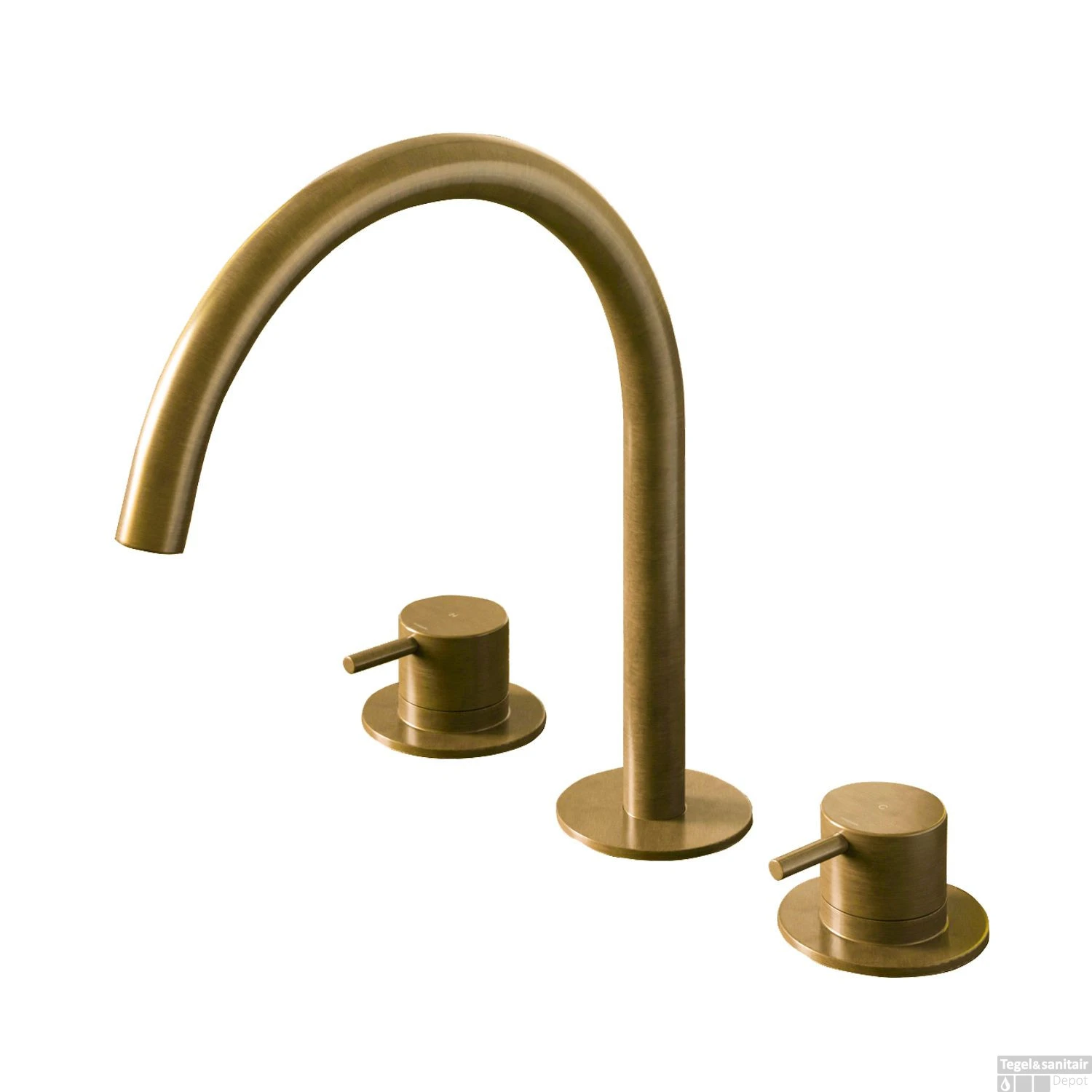 Wastafelmengkraan Hotbath Cobber 3 Gats 2-hendel Gebogen 26.1 Cm Geborsteld Messing