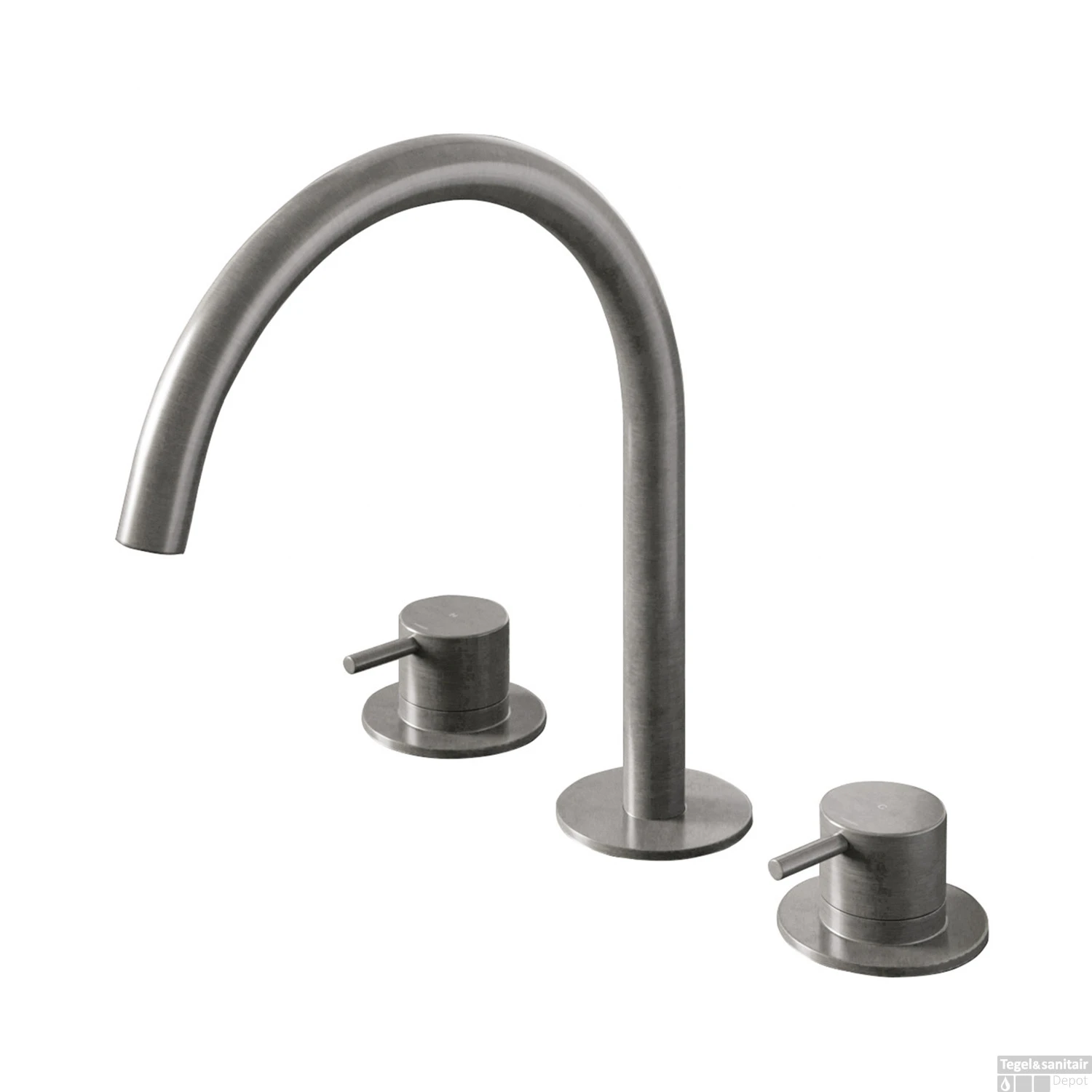 Wastafelmengkraan Hotbath Cobber 3 Gats 2-hendel Gebogen 26.1 Cm Geborsteld Nikkel