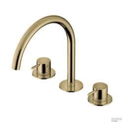 Wastafelmengkraan Hotbath Cobber 3 Gats 2-hendel Gebogen 26.1 Cm Gepolijst Messing PVD