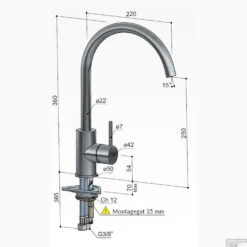 Keukenmengkraan Hotbath Cobber 1-hendel 36 Cm Draaibare Uitloop Gepolijst Messing PVD -Hansgrohe Badkamerinterieur Winkel cb040nbp keukenmengkraan hotbath cobber 1 hendel 36 cm draaibare uitloop gepolijst messing pvd tech