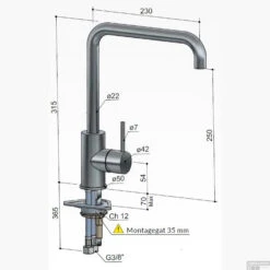 Keukenmengkraan Hotbath Cobber 1-hendel 31.5 Cm Draaibare Uitloop Verouderd IJzer 7 Keukenmengkraan Hotbath Cobber 1-hendel 31.5 Cm Draaibare Uitloop Verouderd IJzer -Hansgrohe Badkamerinterieur Winkel cb041ai keukenmengkraan hotbath cobber 1 hendel 31.5 cm draaibare uitloop verouderd ijzer tech 1