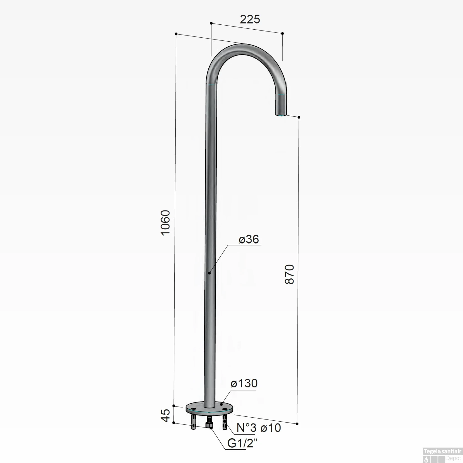Baduitloop Hotbath Cobber Vrijstaand 106 Cm Mat Wit 6 Baduitloop Hotbath Cobber Vrijstaand 106 Cm Mat Wit - Afbeelding 4
