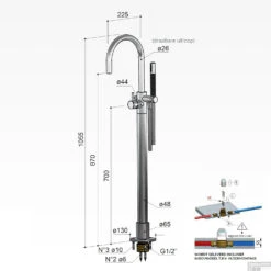 Badmengkraan Hotbath Cobber Draaibare Uitloop 105.5 Cm Verouderd Messing -Hansgrohe Badkamerinterieur Winkel cb077ab badmengkraan hotbath cobber draaibare uitloop 105.5 cm verouderd messing tech
