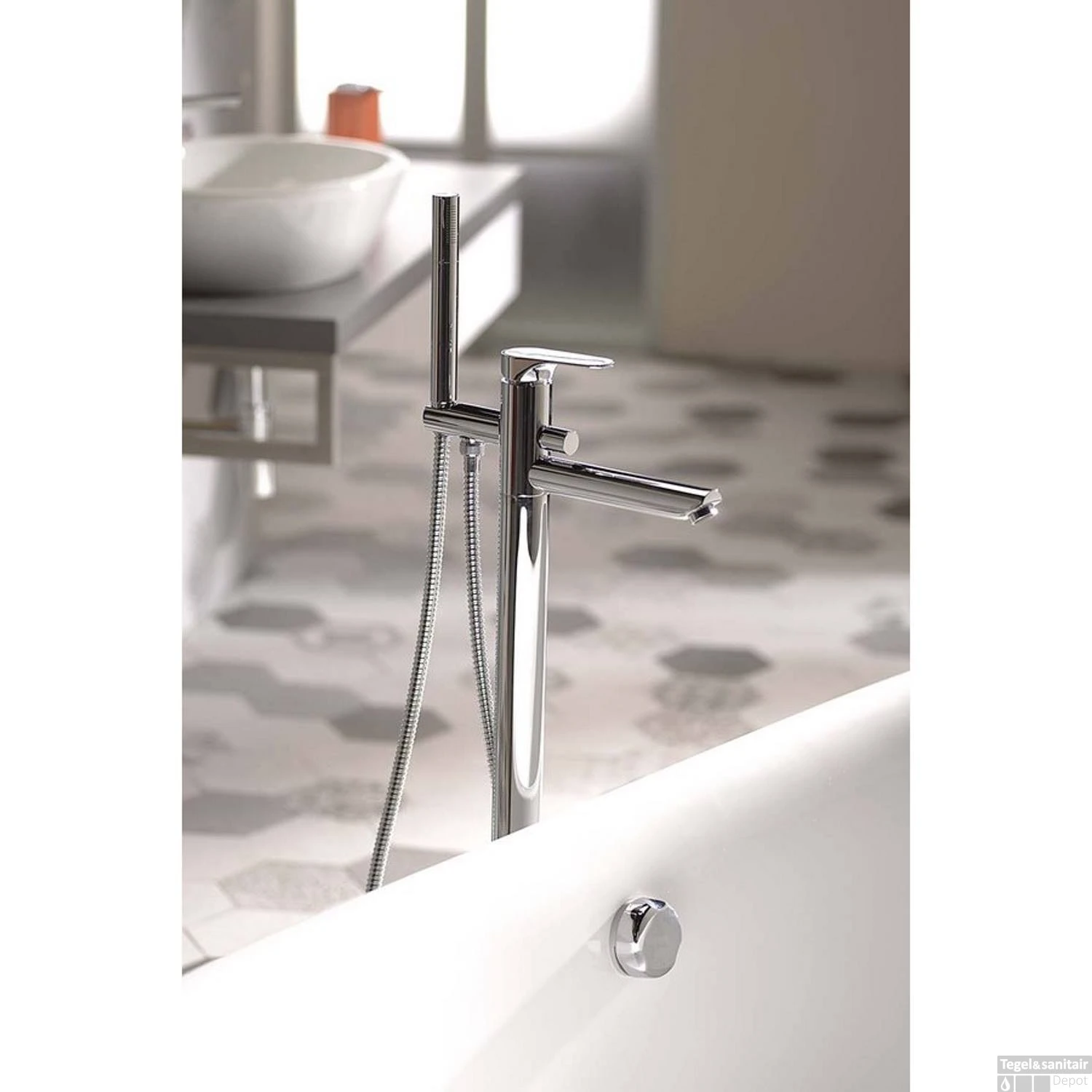 Vrijstaande Badmengkraan Sapho Corneli Met Handdouche Chroom - Afbeelding 2