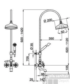 Cisal Arcana Ceramic Douchekolom Met Baduitloop AC00415124 Goud