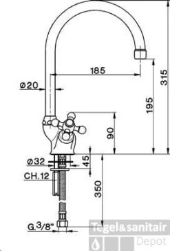 Cisal Arcana Ceramic Nostalgische Keukenkraan Brons AC00053027