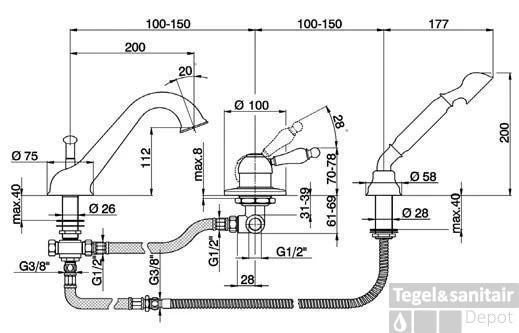 Cisal Arcana Empress 3-gats Badmengkraan Met Handdouche EM00126027 Brons 3 Cisal Arcana Empress 3-gats Badmengkraan Met Handdouche EM00126027 Brons