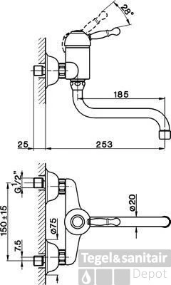 Cisal Arcana Royal Nostalgische Wandkraan AY0004002A RVS