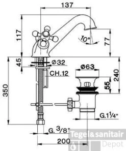 Wastafelkraan Cisal Arcana AR00051024 Goud