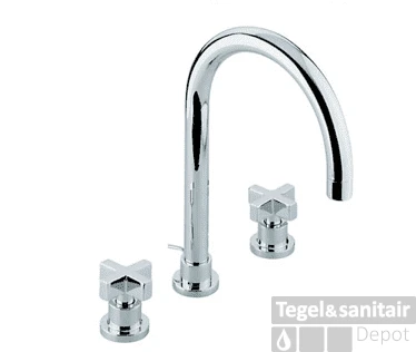 Wastafelmengkraan Cisal Barcelona 3-gats BA00106021 Chroom 4 Wastafelmengkraan Cisal Barcelona 3-gats BA00106021 Chroom - Afbeelding 2