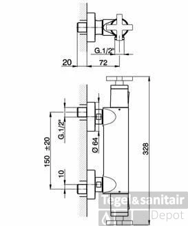 Cisal Barcelona Quad Opbouw Douche Thermostaat Rvs BQT010102A 3 Cisal Barcelona Quad Opbouw Douche Thermostaat Rvs BQT010102A
