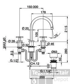 Wastafelmengkraan Cisal Barcelona Quad BQ0010702A RVS