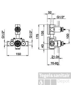 Cisal Inbouwdeel Douchethermostaatkraan ZA00930004 -Hansgrohe Badkamerinterieur Winkel cisal inbouwdeel douchethermostaatkraan za00930004 1