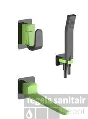 Cisal Kawa Inbouwset Badmengkraan KA0031003J Zwart-Groen Met Handdouche, Baduitloop En Mengkraan. 4 Cisal Kawa Inbouwset Badmengkraan KA0031003J Zwart-Groen Met Handdouche, Baduitloop En Mengkraan. - Afbeelding 2